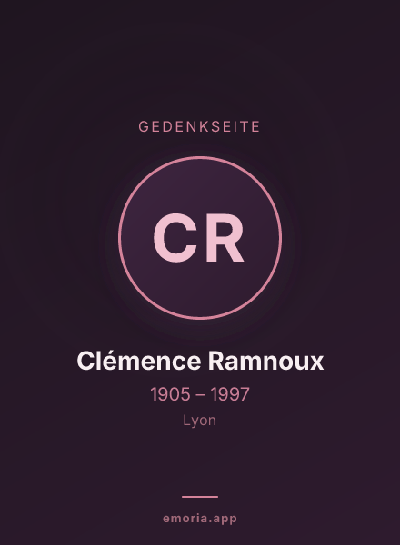 Gedenkportrait von Clémence Ramnoux