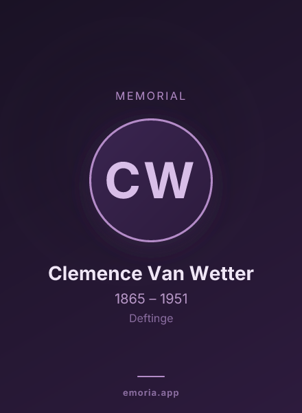 Memorial portrait of Clemence Van Wetter