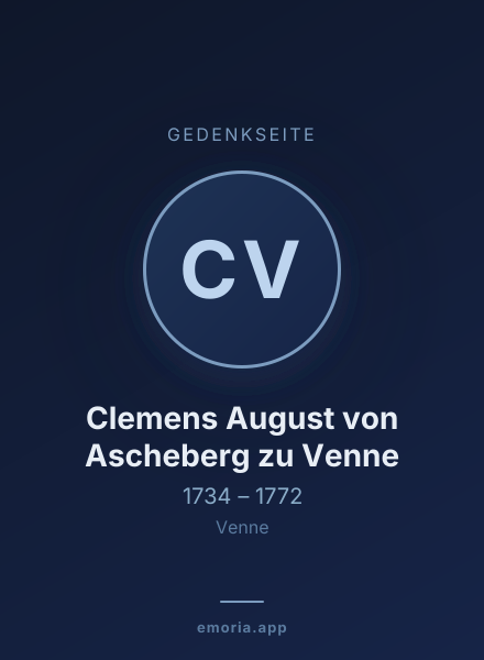 Gedenkportrait von Clemens August von Ascheberg zu Venne