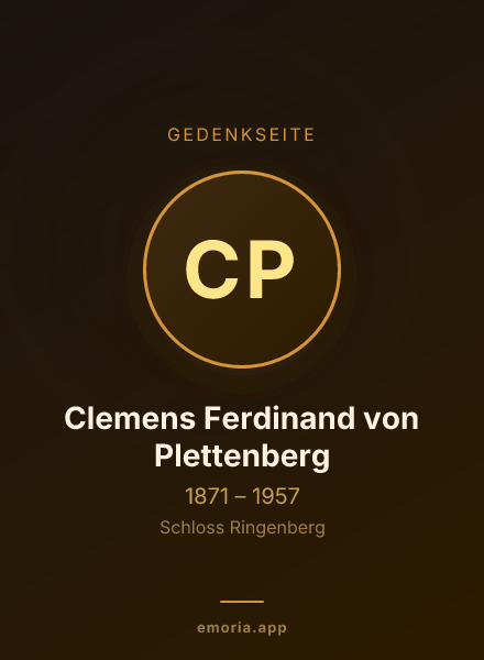 Gedenkportrait von Clemens Ferdinand von Plettenberg