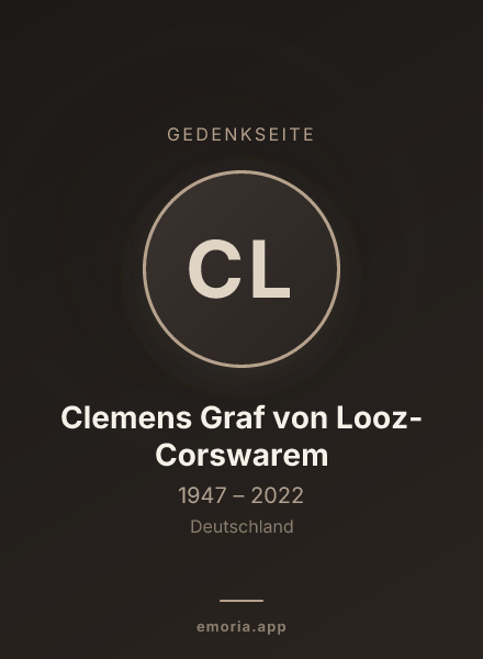 Gedenkportrait von Clemens Graf von Looz-Corswarem