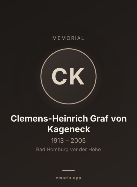 Memorial portrait of Clemens-Heinrich Graf von Kageneck