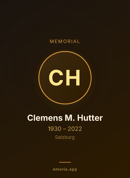 Memorial portrait of Clemens M. Hutter