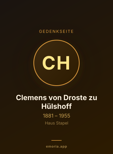 Gedenkportrait von Clemens von Droste zu Hülshoff