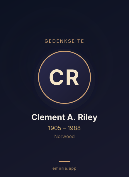 Gedenkportrait von Clement A. Riley