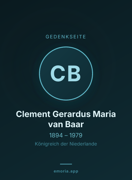 Gedenkportrait von Clement Gerardus Maria van Baar