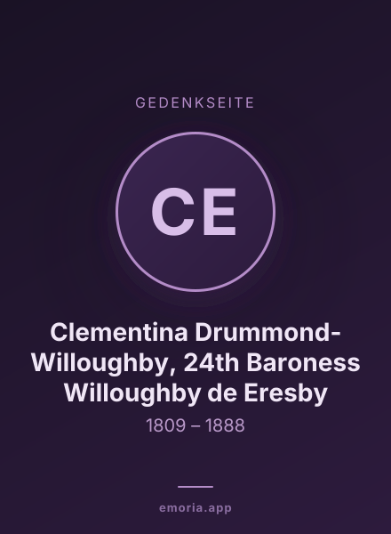 Gedenkportrait von Clementina Drummond-Willoughby, 24th Baroness Willoughby de Eresby