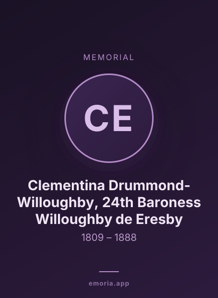 Memorial portrait of Clementina Drummond-Willoughby, 24th Baroness Willoughby de Eresby