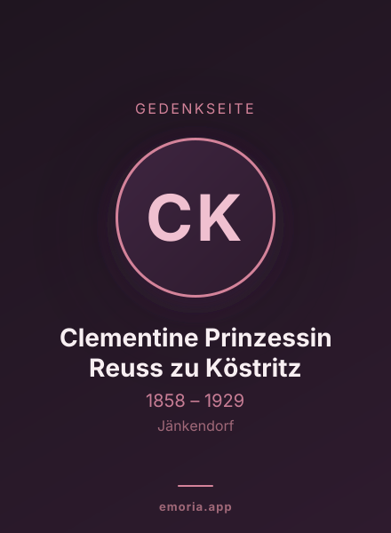 Gedenkportrait von Clementine Prinzessin Reuss zu Köstritz