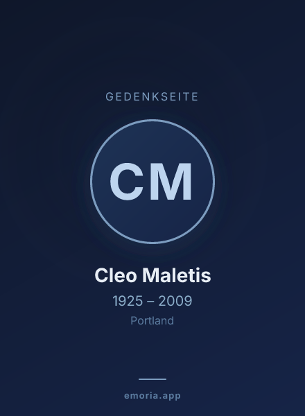 Gedenkportrait von Cleo Maletis
