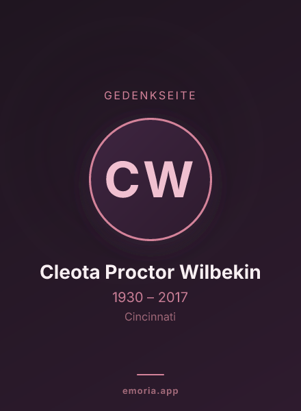 Gedenkportrait von Cleota Proctor Wilbekin