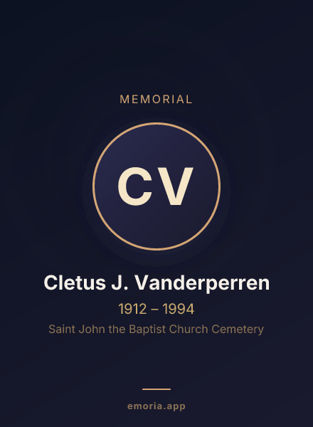 Memorial portrait of Cletus J. Vanderperren
