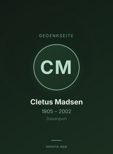 Gedenkportrait von Cletus Madsen