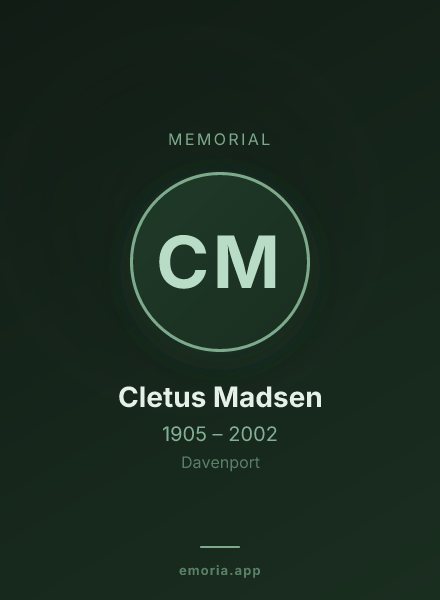 Memorial portrait of Cletus Madsen