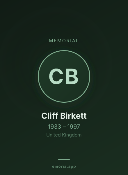 Memorial portrait of Cliff Birkett