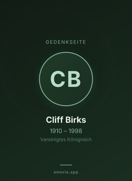 Gedenkportrait von Cliff Birks