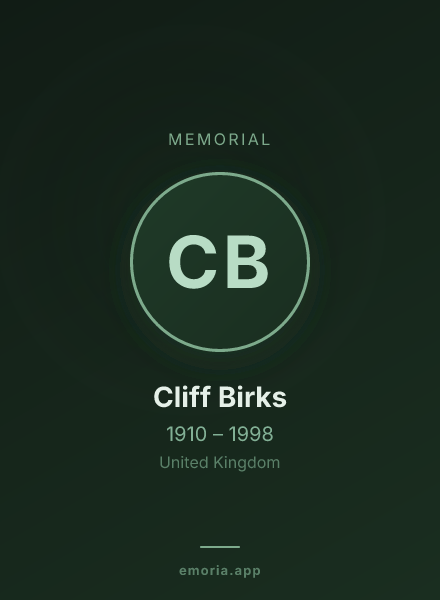 Memorial portrait of Cliff Birks