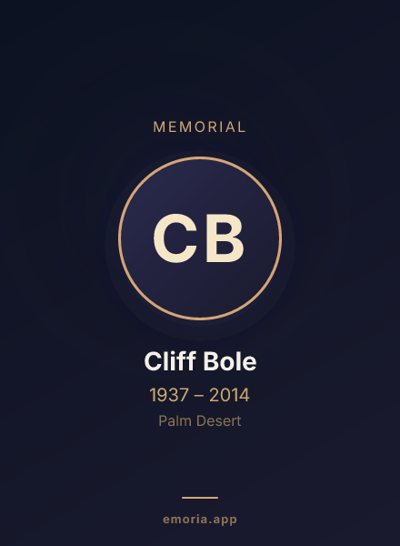 Memorial portrait of Cliff Bole