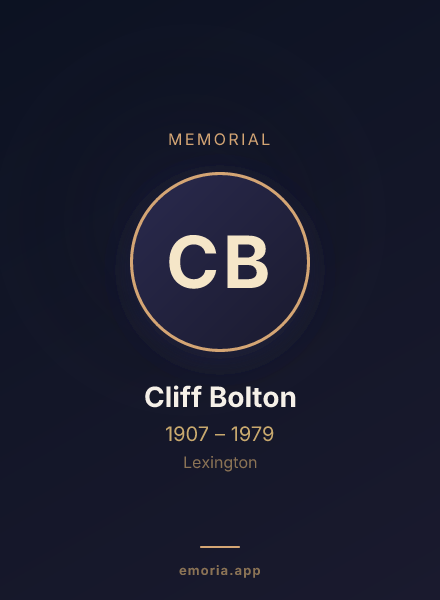 Memorial portrait of Cliff Bolton