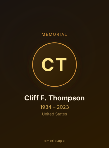 Memorial portrait of Cliff F. Thompson