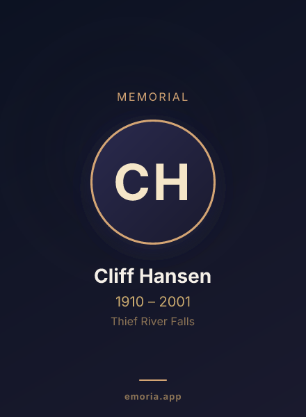 Memorial portrait of Cliff Hansen