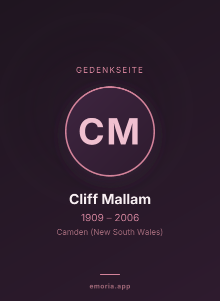 Gedenkportrait von Cliff Mallam