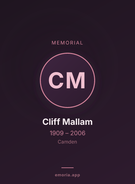 Memorial portrait of Cliff Mallam