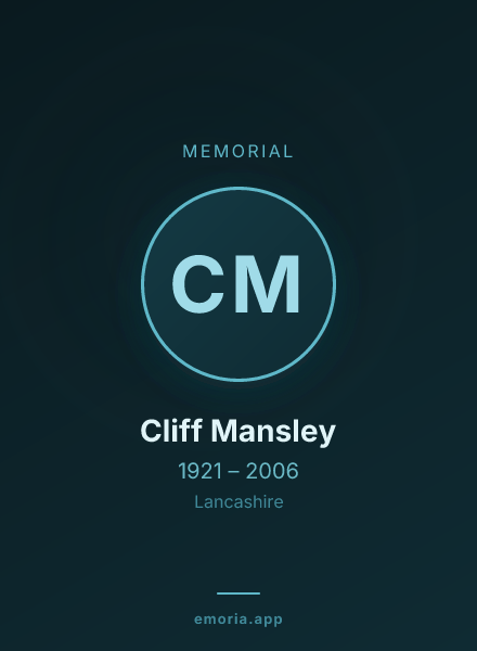 Memorial portrait of Cliff Mansley