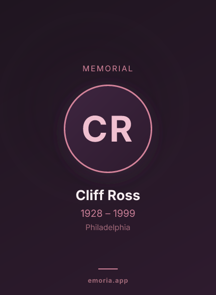 Memorial portrait of Cliff Ross