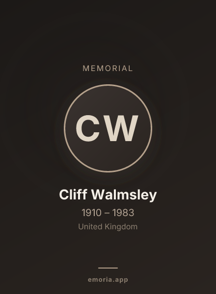 Memorial portrait of Cliff Walmsley
