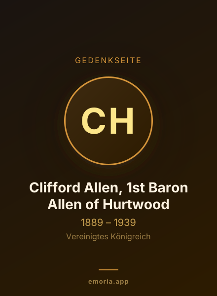 Gedenkportrait von Clifford Allen, 1st Baron Allen of Hurtwood