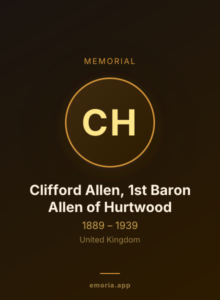 Memorial portrait of Clifford Allen, 1st Baron Allen of Hurtwood