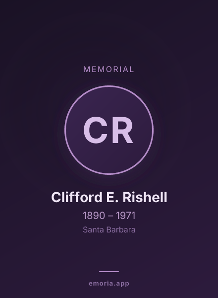 Memorial portrait of Clifford E. Rishell