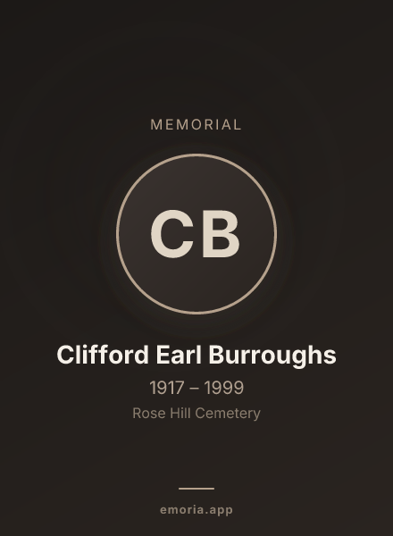 Memorial portrait of Clifford Earl Burroughs