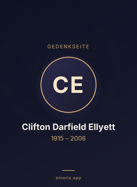 Gedenkportrait von Clifton Darfield Ellyett