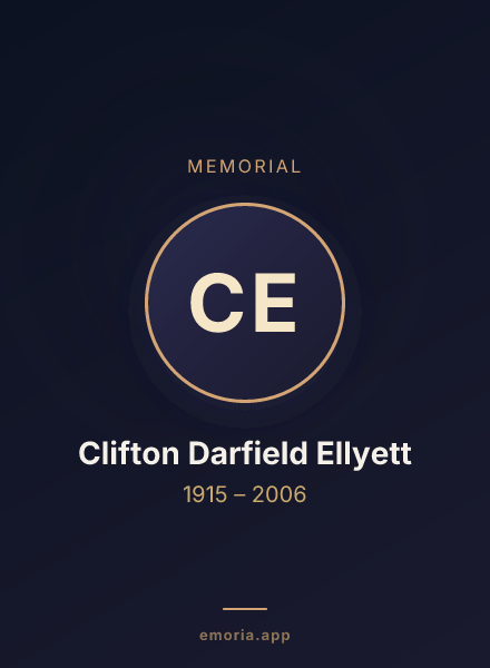 Memorial portrait of Clifton Darfield Ellyett