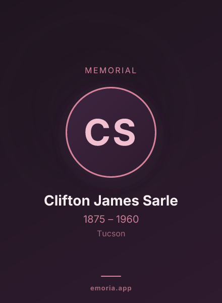 Memorial portrait of Clifton James Sarle
