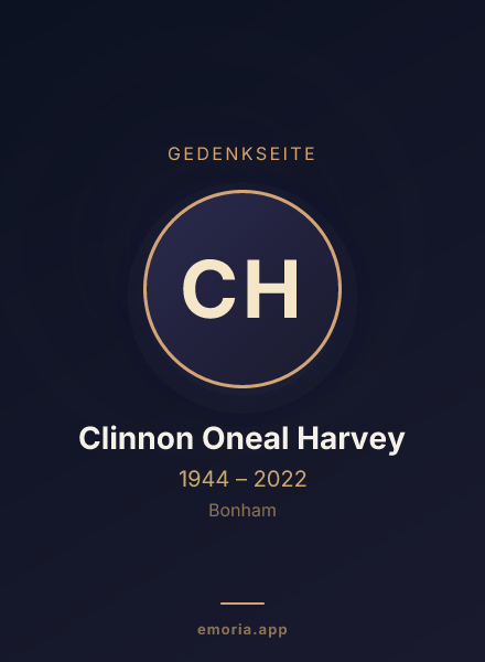 Gedenkportrait von Clinnon Oneal Harvey