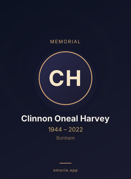 Memorial portrait of Clinnon Oneal Harvey