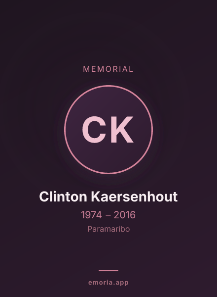 Memorial portrait of Clinton Kaersenhout