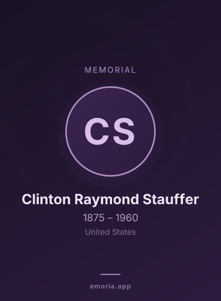 Memorial portrait of Clinton Raymond Stauffer