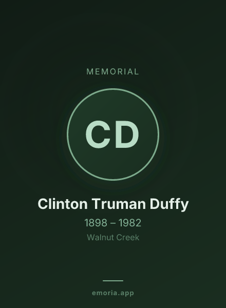 Memorial portrait of Clinton Truman Duffy