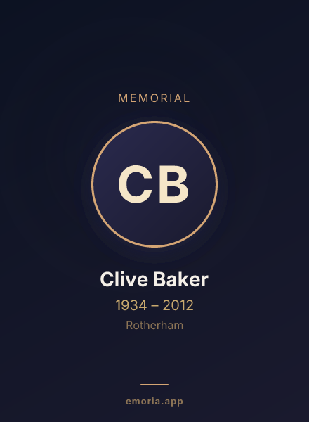 Memorial portrait of Clive Baker