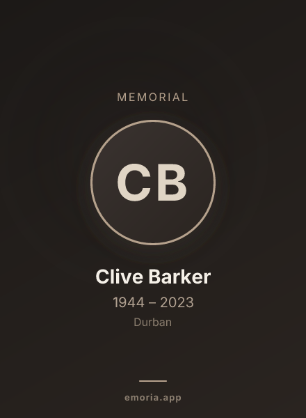 Memorial portrait of Clive Barker