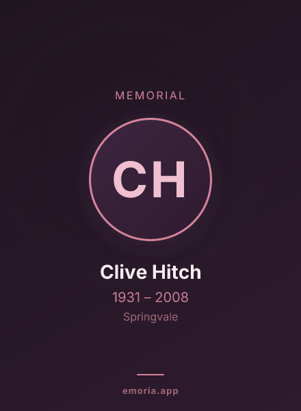 Memorial portrait of Clive Hitch