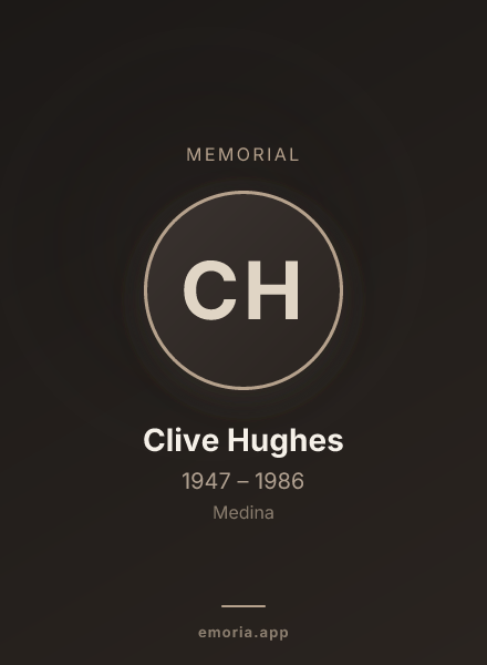 Memorial portrait of Clive Hughes