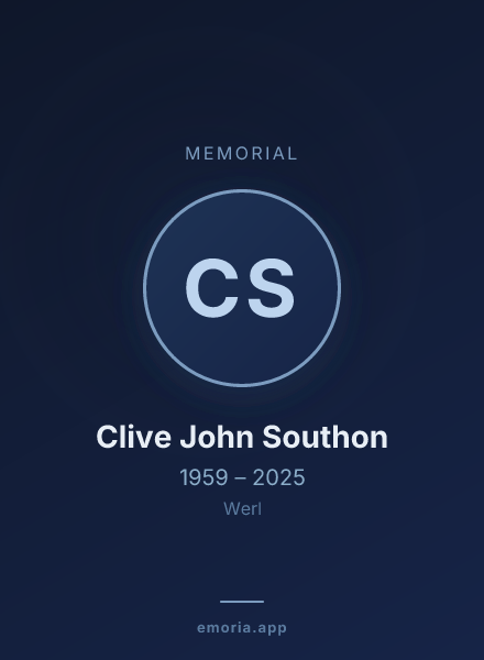 Memorial portrait of Clive John Southon