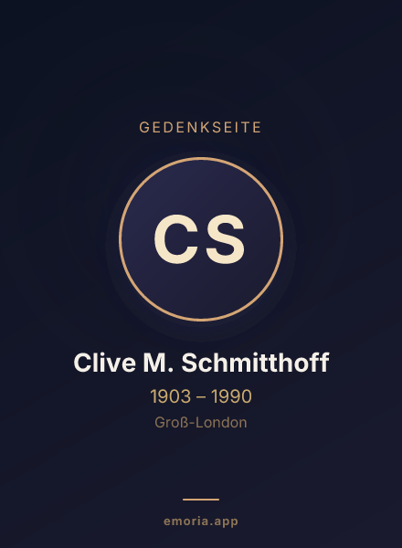 Gedenkportrait von Clive M. Schmitthoff