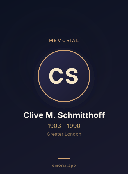 Memorial portrait of Clive M. Schmitthoff