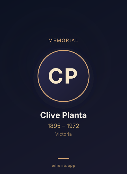 Memorial portrait of Clive Planta